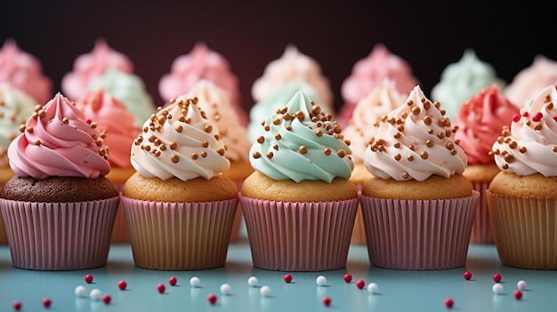 Deliziosi cupcakes con panna