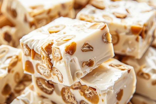 Deliziosi dolci al nougat bianco con noci di mandorle