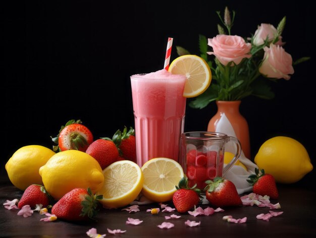 Deliziosi frullati alla fragola e al limone L'ultima ricetta di bevanda rinfrescante