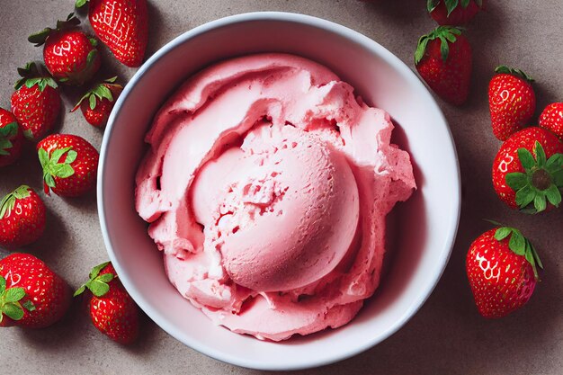 Deliziosi frutti di bosco congelati con gelato in una piccola ciotola