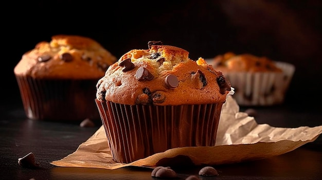 Deliziosi muffin appena sfornati sul tavolo