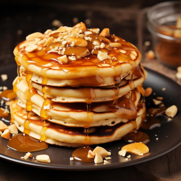 Deliziosi Pancake Con Sciroppo E Noci Una Fusione Di Sapori