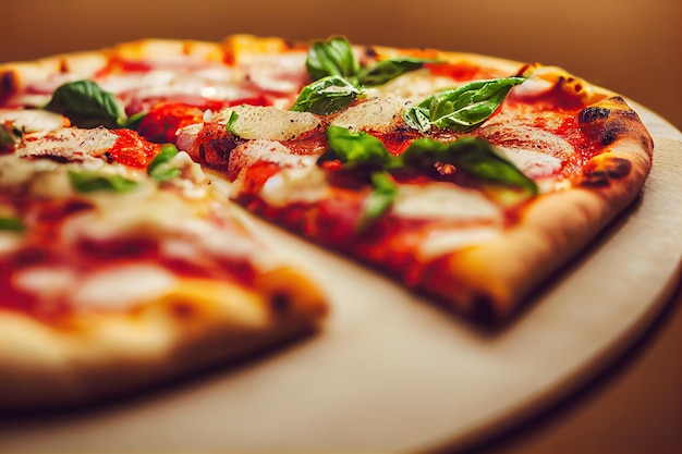 Deliziosi pezzi di pizza margherita con salsa di pomodoro densa e formaggio