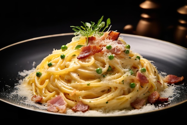 Deliziosi spaghetti alla carbonara con salsa cremosa all'uovo