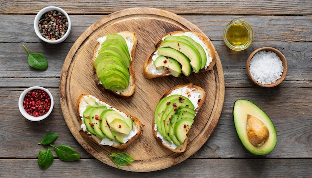 Deliziosi toast di avocado cibo vegano sano e gustoso