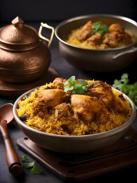 Delizioso cibo biriyani di pollo arabo generato