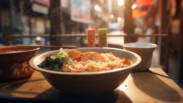 delizioso cibo di noodle al ristorante nel pomeriggio