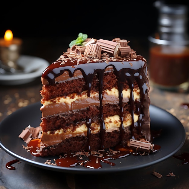 delizioso cibo foto di una torta al cioccolato luce del giorno