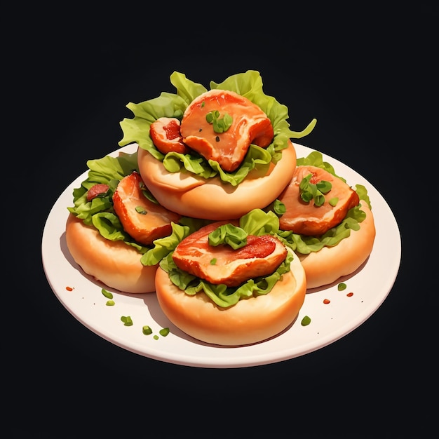 Delizioso cibo per hamburger di pasticceria Fotografia HD Illustrazione di sfondo per carta da parati 4K