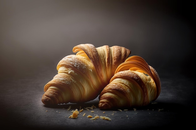 Delizioso croissant morbido con burro e ripieno