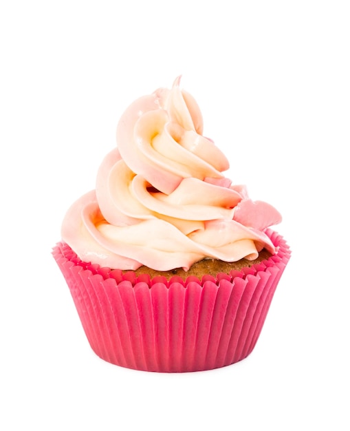 Delizioso cupcake con crema rosa