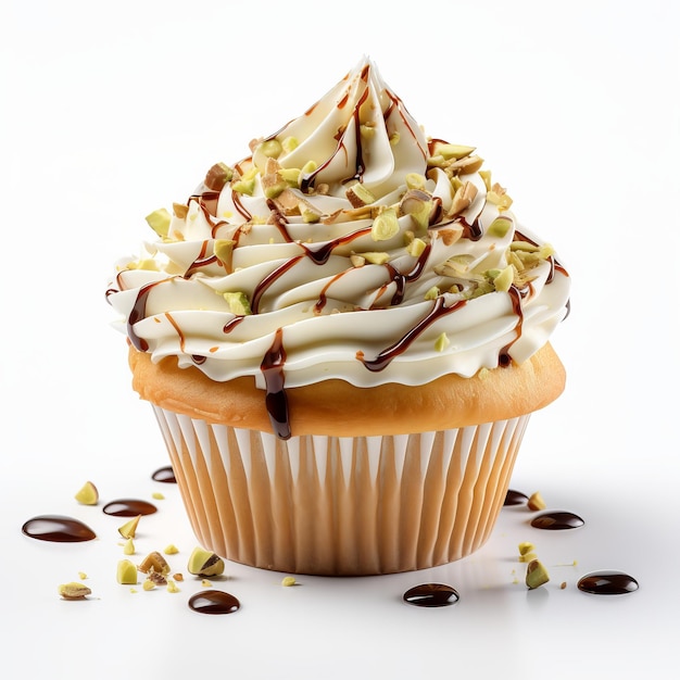 Delizioso cupcake di pistacchi con crema e noci