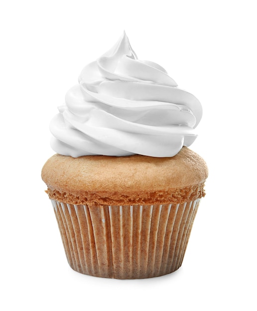 Delizioso cupcake su sfondo bianco