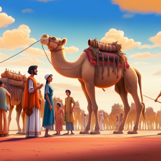 Delizioso deserto I pastori di cammelli del Rajasthan abbracciano un'avventura Pixaresca