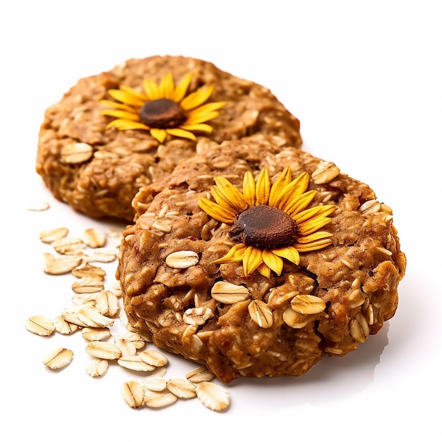 Delizioso duo di due biscotti d'avena con semi di girasole