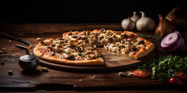 Delizioso formaggio e pizza piccante hot n spice social media banner pizza