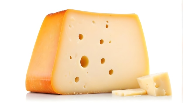 Delizioso formaggio svizzero isolato su sfondo pastello Formaggio Capture Blank Pure su bianco