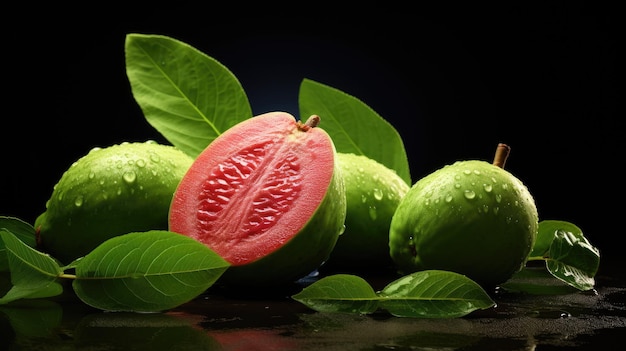 delizioso frutto guava con foglia