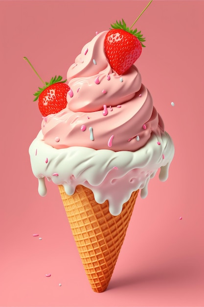 Delizioso gelato colorato che si scioglie e gocciola su uno sfondo colorato Esplosione di sapore IA generativa