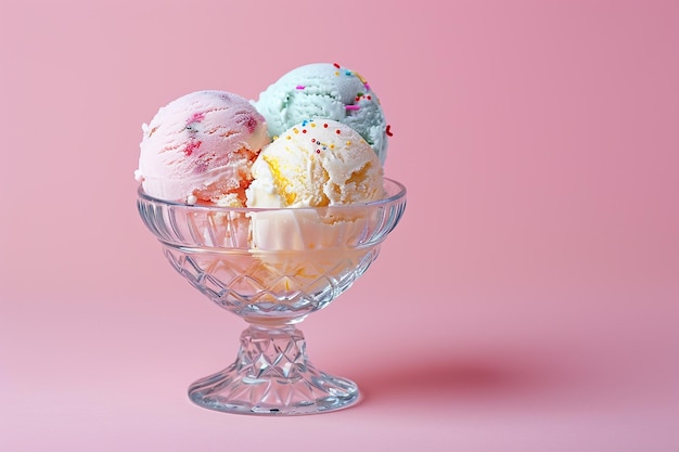 delizioso gelato cremoso in una ciotola di vetro close-up generato da AI