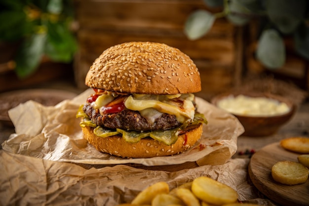 Delizioso hamburger alla griglia