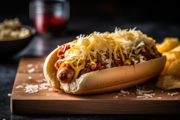 Delizioso hot dog con patatine fritte e soda generativa IA