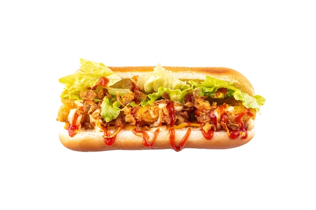 Delizioso hot dog isolato su sfondo bianco