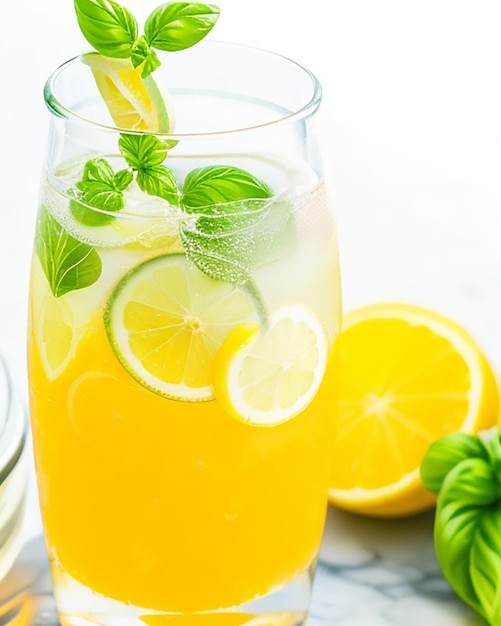 Delizioso limone arancione basilico limone acqua deliziosa fragola limonetta pomodoro bevanda