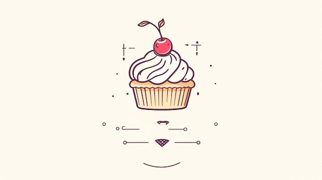 Delizioso menu del negozio di cupcake e linea di concetto di distintivo del ristorante arte