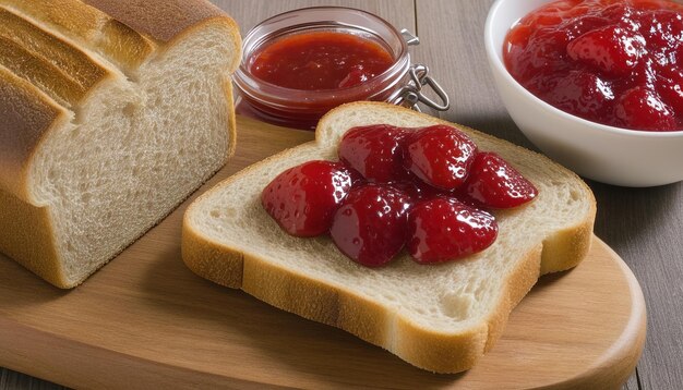 Delizioso pane tostato con illustrazione vettoriale di marmellata di fragola