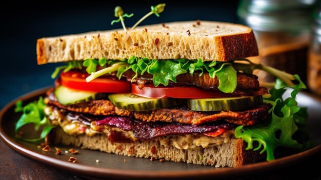 Delizioso panino vegano con una consistenza croccante