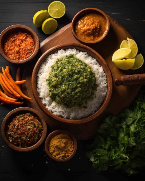 Delizioso piatto di cibo brasiliano Acaraj con sfondo scuro in studio