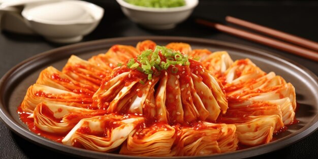 Delizioso piatto di kimchi nel ristorante coreano generativo ai