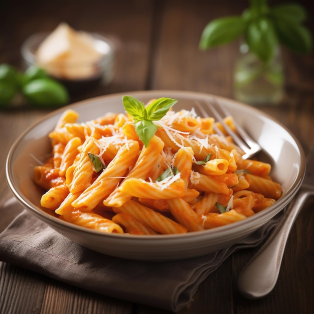 Delizioso piatto di pasta con salsa su sfondo scuro Perfetto per il cibo e i temi della cucina italiana generati da Ai