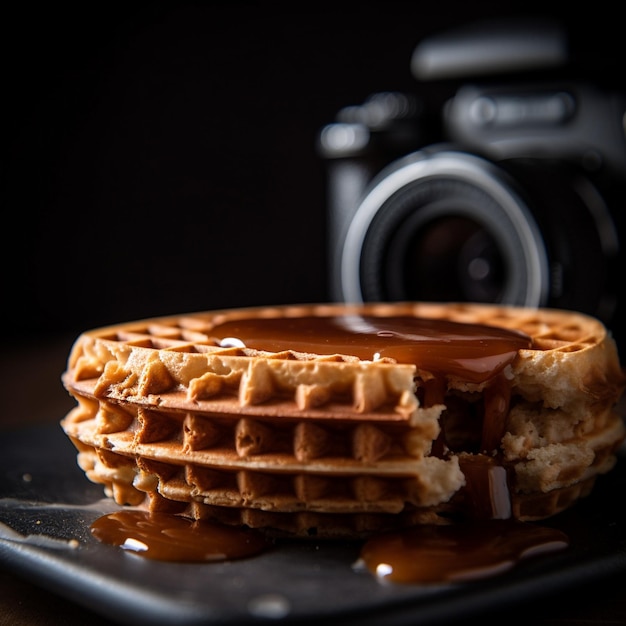 Delizioso primo piano colpo di stroopwafel olandese