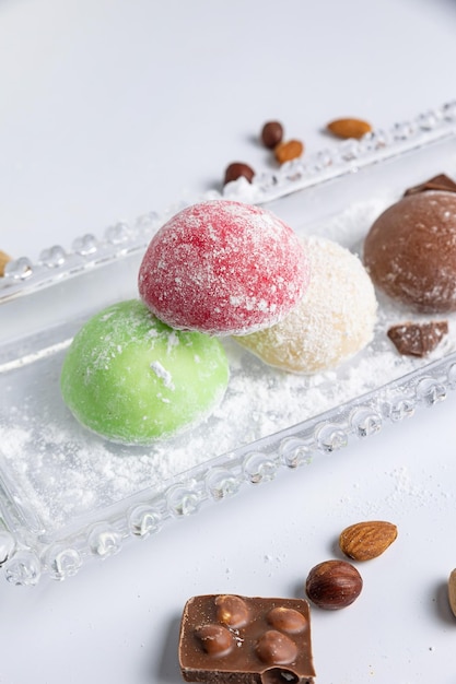 Delizioso primo piano mochi. Dolce tradizionale giapponese