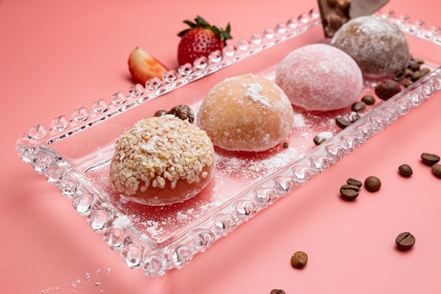 Delizioso primo piano mochi. Dolce tradizionale giapponese