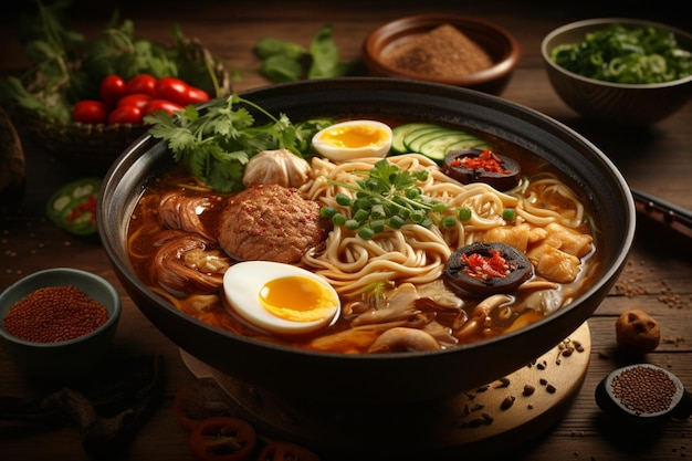 Delizioso Ramen Japan Food sul tavolo per la landing page 1jpg