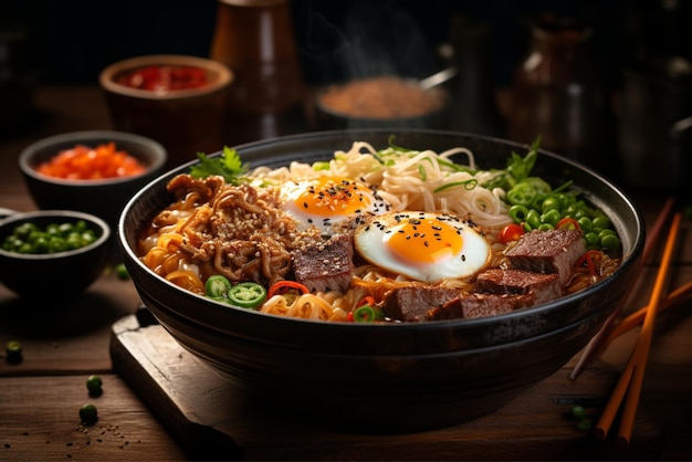 Delizioso Ramen Japan Food sul tavolo per la landing page 3jpg