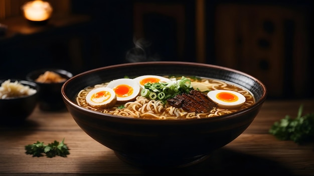 delizioso ramen sulla tavola di legno