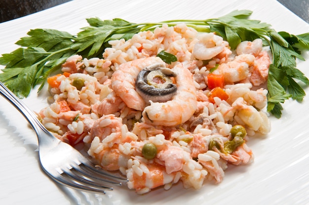 delizioso risotto con frutti di mare