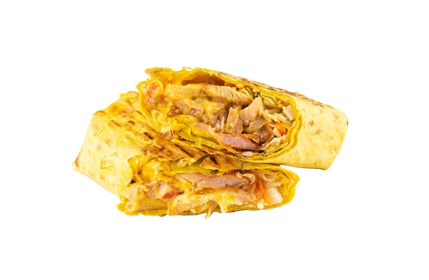 Delizioso shawarma su uno sfondo bianco Isolato