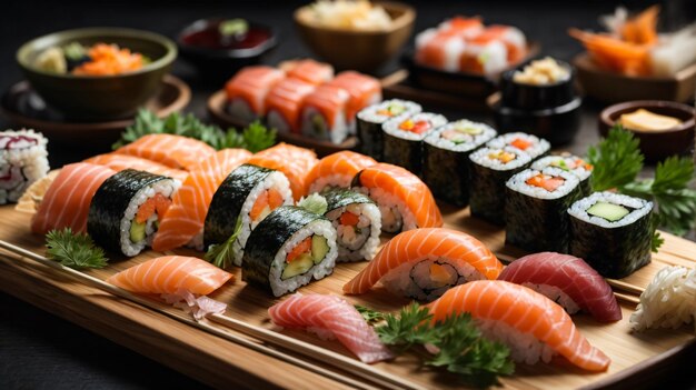 delizioso sushi sul piatto di legno