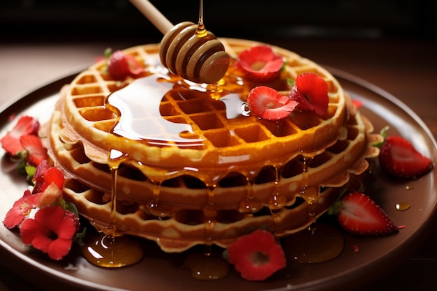 delizioso waffle con miele