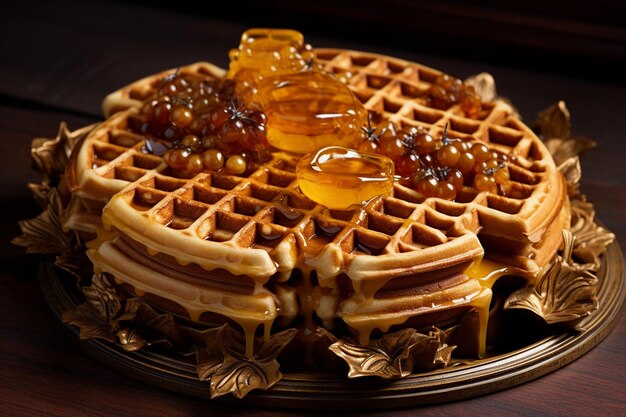 delizioso waffle con miele