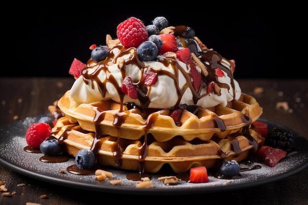 delizioso waffle tradizionale con topping