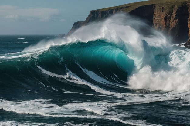 della bellezza dell'oceano ruggente contro le aspre scogliere costiere