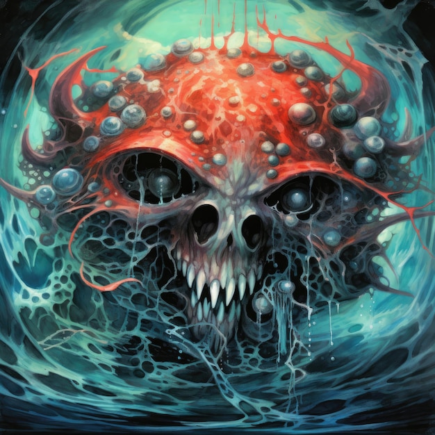 Demone faccia faccia scaty Spaventosa tripofobia arte illustrazione Halloween tatuaggio design copertina dell'album raccapricciante