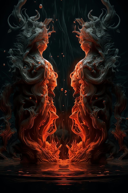 Demone in fiamme arte digitale