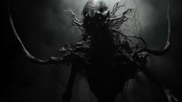 demonio del male l'essenza dell'orrore e dell'incubo oscurità nero oscura essenza silhouette creatura spaventosa fobia computer grafica